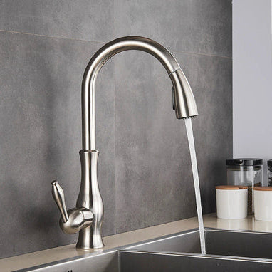 Kitchen Faucet with Pull-Down Sprayer Head and 360° Swivel Spout