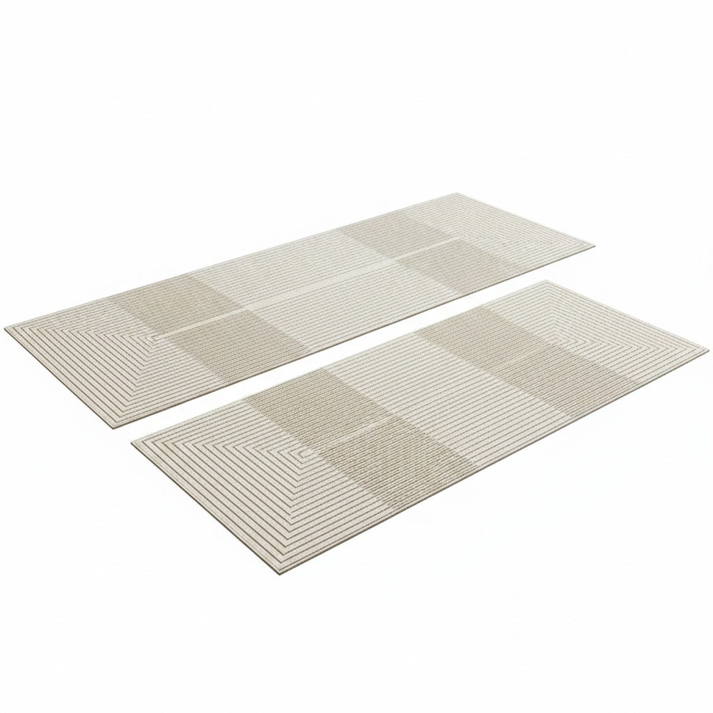 Kitchen Floor Mat Set with Anti-Slip Backing and Geometric Pattern