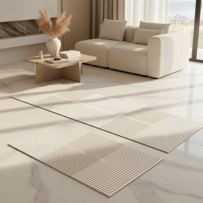 Kitchen Floor Mat Set with Anti-Slip Backing and Geometric Pattern