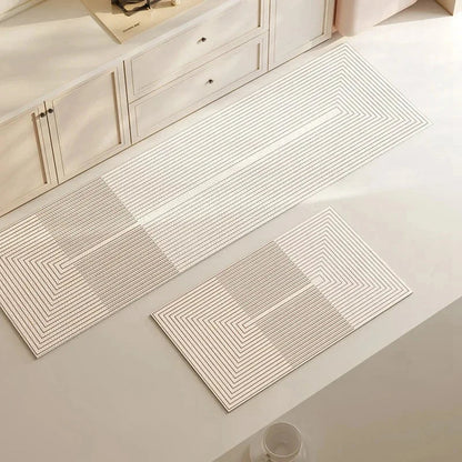 Kitchen Floor Mat Set with Anti-Slip Backing and Geometric Pattern