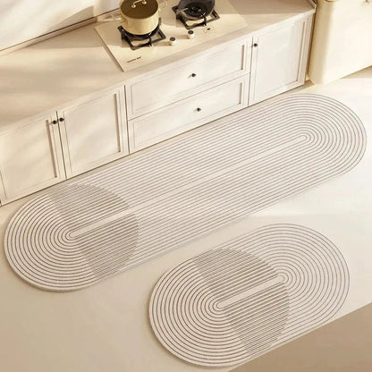 Kitchen Floor Mat Set with Anti-Slip Backing and Geometric Pattern