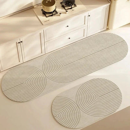 Kitchen Floor Mat Set with Anti-Slip Backing and Geometric Pattern