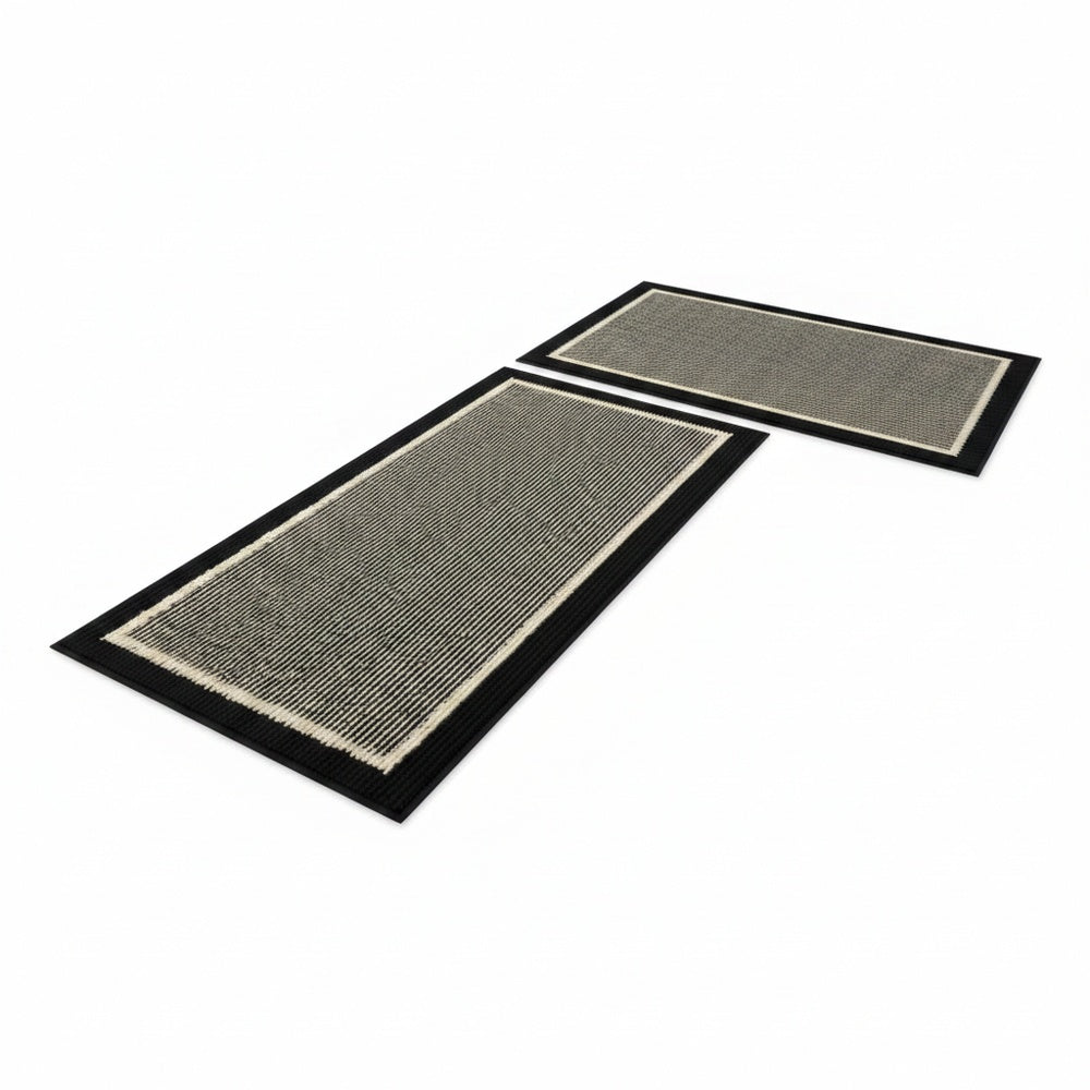 Kitchen Runner Rug and Mat Set with Anti-Slip Backing and Border Design