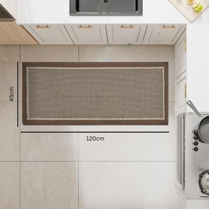 Kitchen Runner Rug and Mat Set with Anti-Slip Backing and Border Design