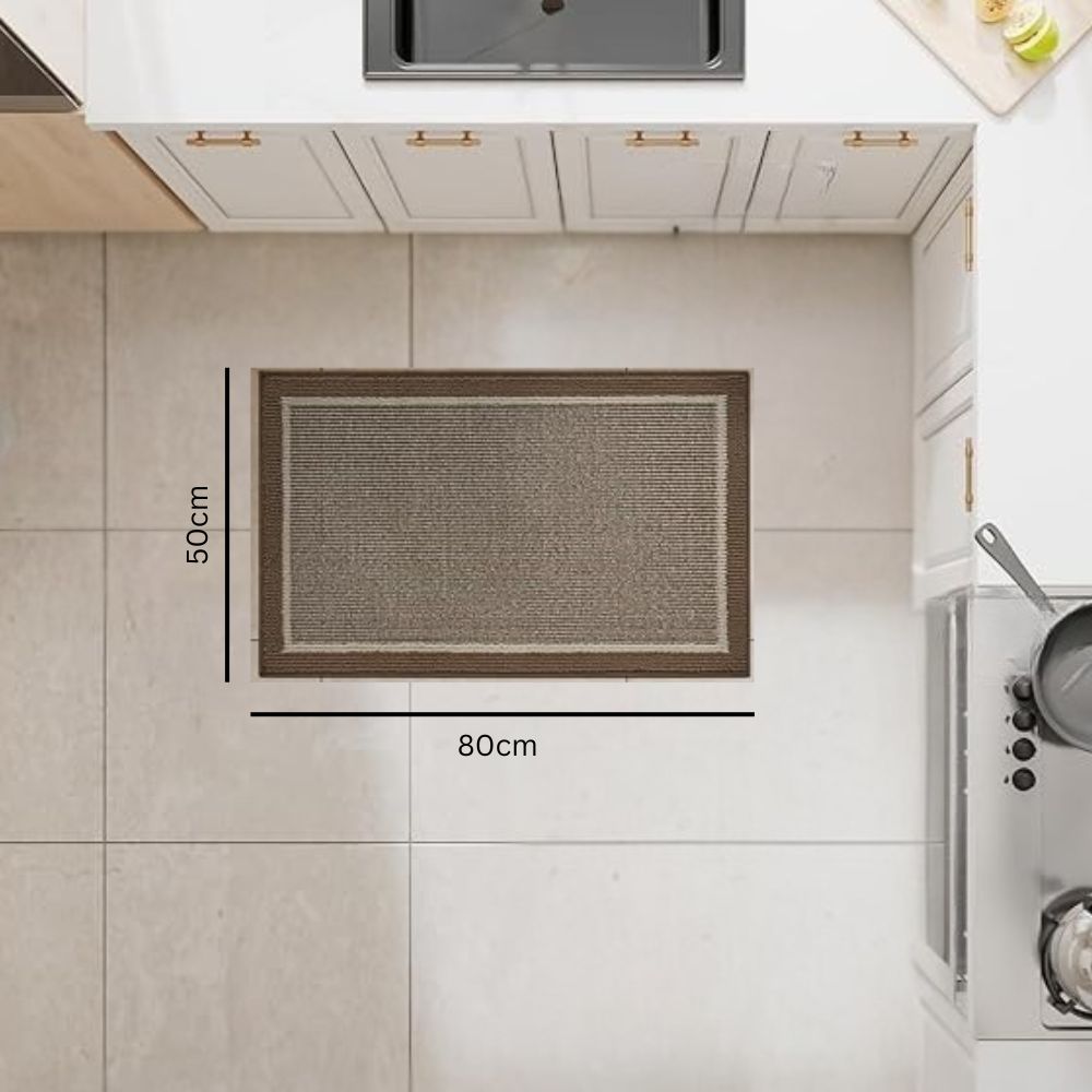 Kitchen Runner Rug and Mat Set with Anti-Slip Backing and Border Design