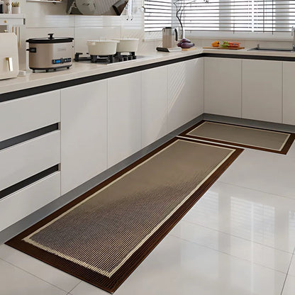 Kitchen Runner Rug and Mat Set with Anti-Slip Backing and Border Design