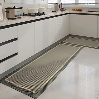 Kitchen Runner Rug and Mat Set with Anti-Slip Backing and Border Design