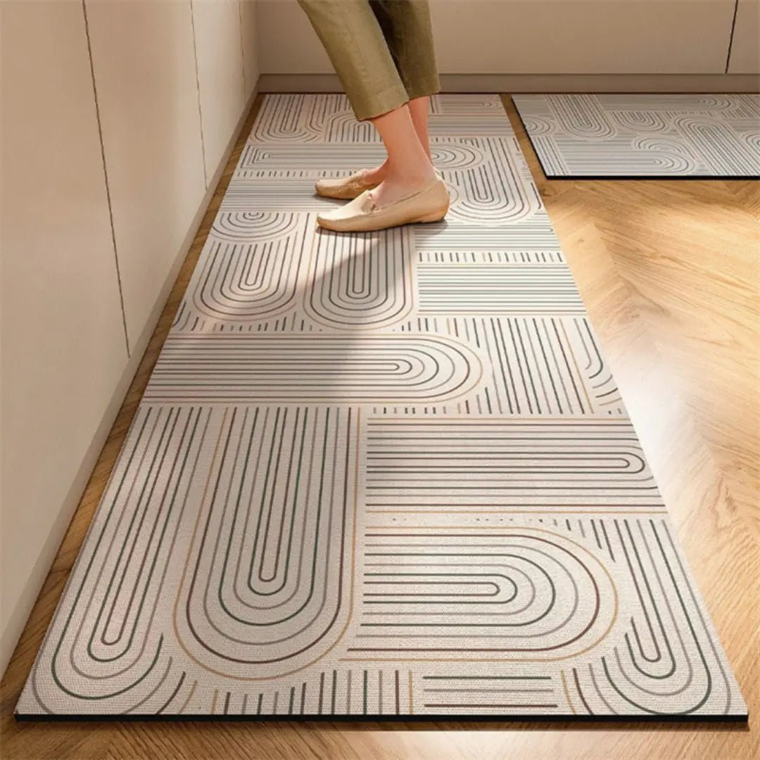 Kitchen Runner Rug with Non-Slip Backing and Modern Pattern