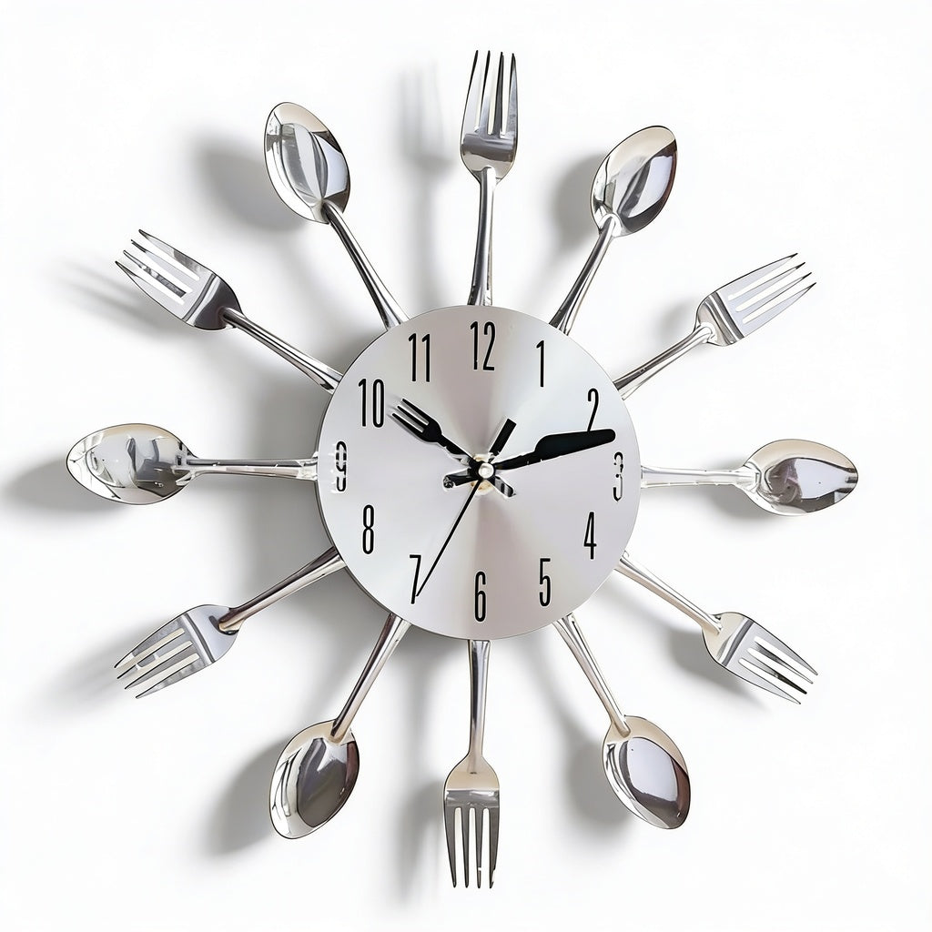 Kitchen Wall Clock with Cutlery Design and Quartz Movement