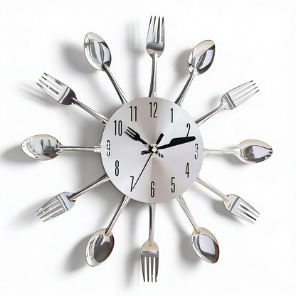 Kitchen Wall Clock with Cutlery Design and Quartz Movement