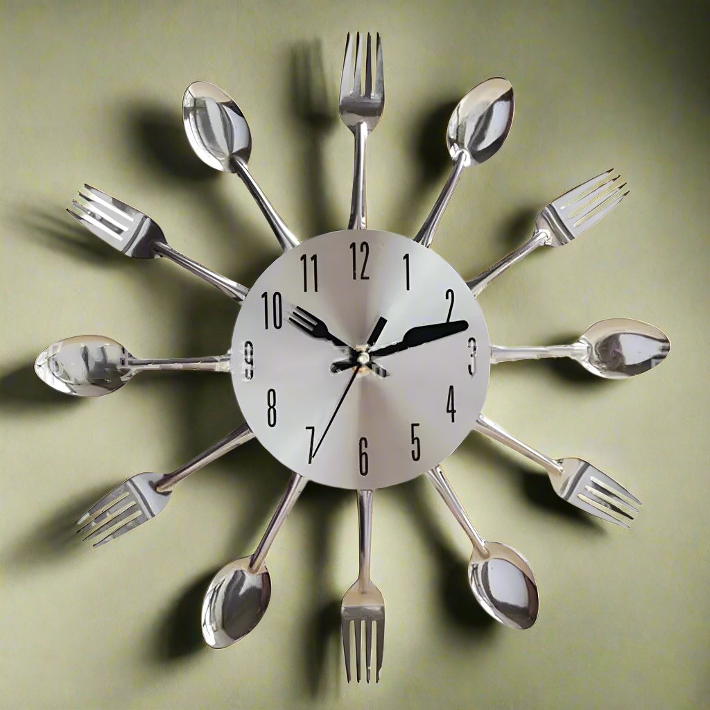Kitchen Wall Clock with Cutlery Design and Quartz Movement