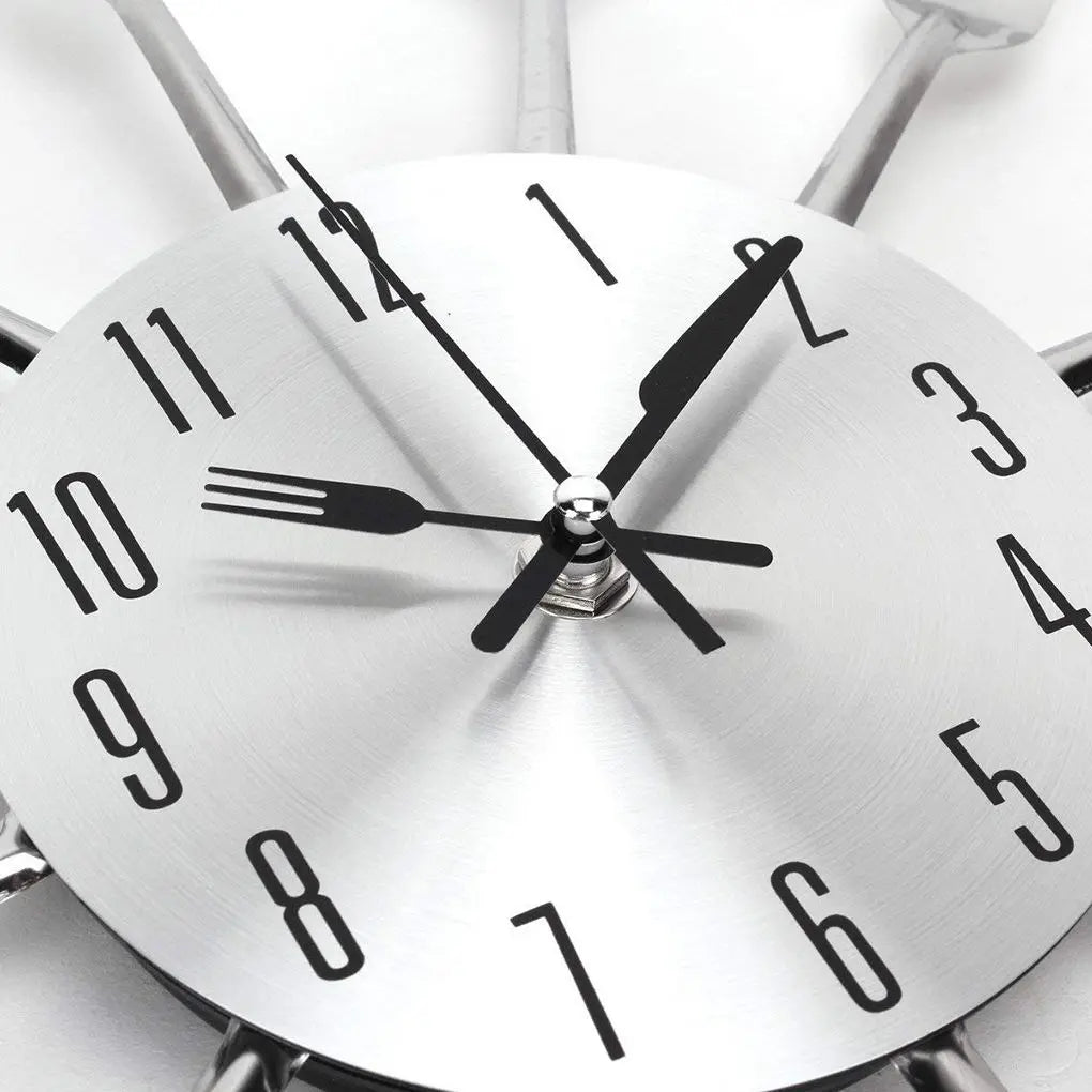 Kitchen Wall Clock with Cutlery Design and Quartz Movement