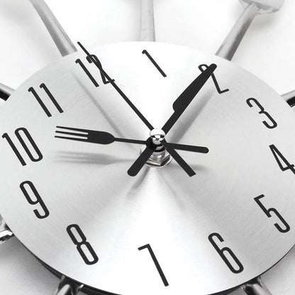 Kitchen Wall Clock with Cutlery Design and Quartz Movement