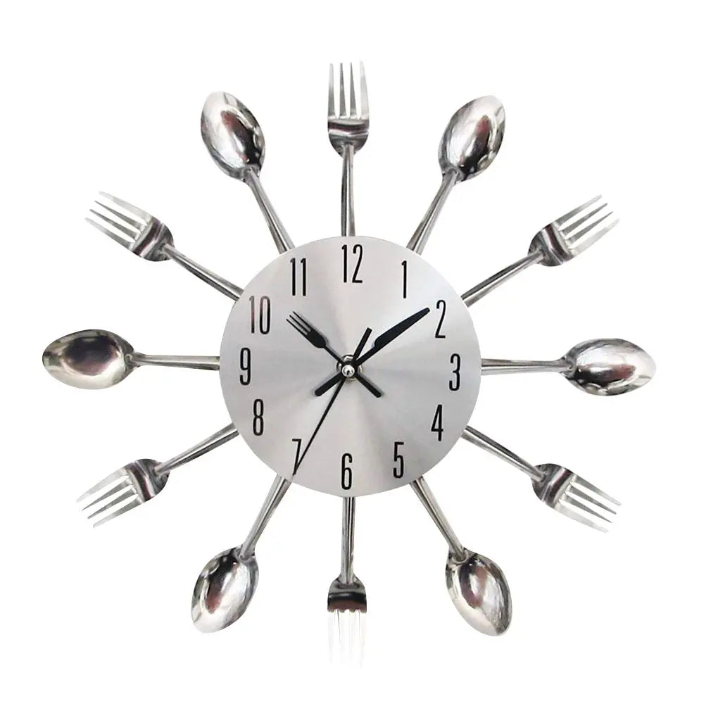 Kitchen Wall Clock with Cutlery Design and Quartz Movement