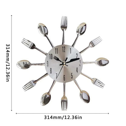 Kitchen Wall Clock with Cutlery Design and Quartz Movement