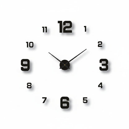 Large DIY Wall Clock with 3D Self-Adhesive Numbers, Frameless Oversized Design
