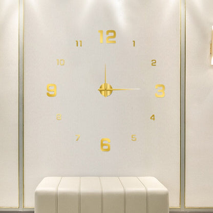 Large DIY Wall Clock with 3D Self-Adhesive Numbers, Frameless Oversized Design