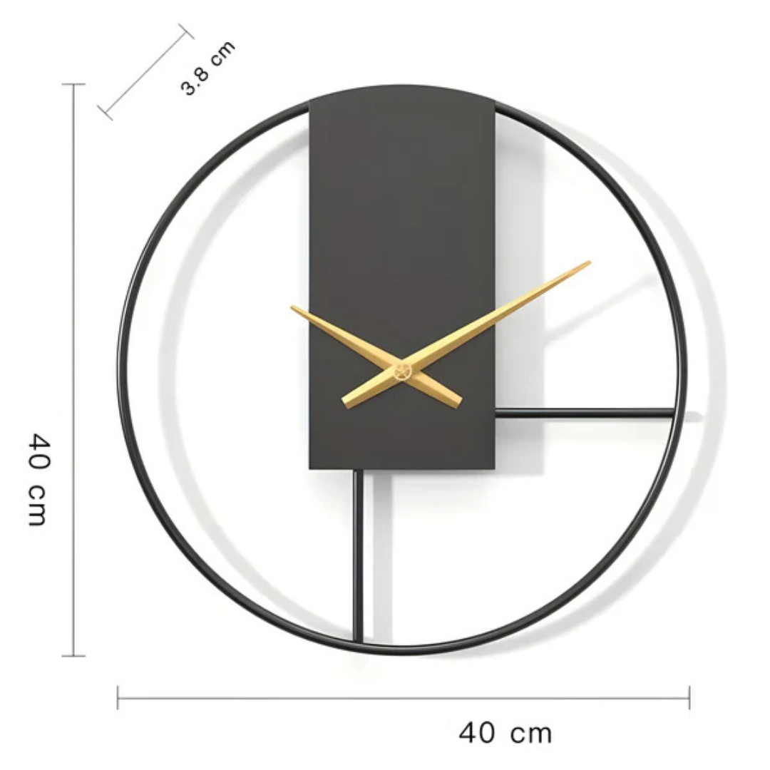 Large Round Wall Clock Minimalist with Silent Quartz Movement and Gold Hands