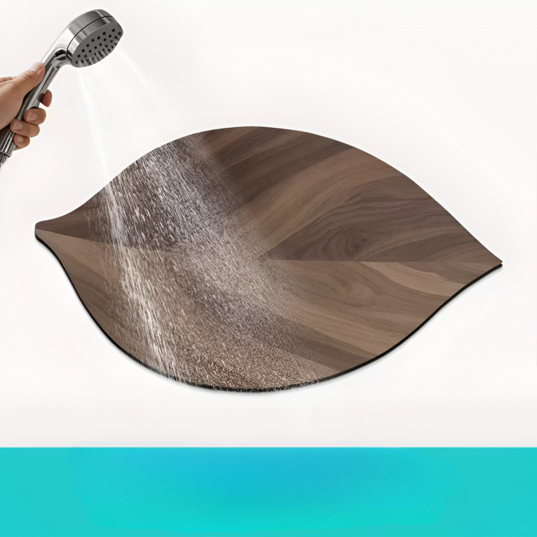 Leaf-Shaped Bath Mat with Anti-Slip Bottom and Quick-Absorbing Surface
