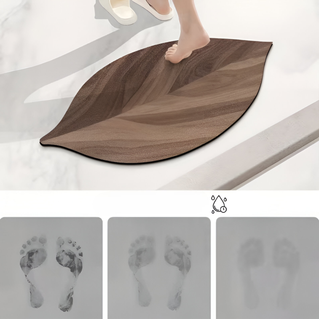 Leaf-Shaped Bath Mat with Anti-Slip Bottom and Quick-Absorbing Surface