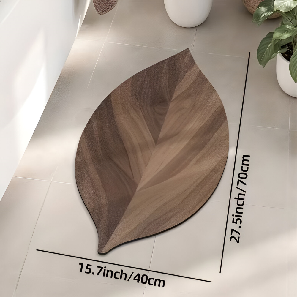 Leaf-Shaped Bath Mat with Anti-Slip Bottom and Quick-Absorbing Surface