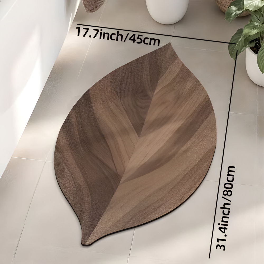 Leaf-Shaped Bath Mat with Anti-Slip Bottom and Quick-Absorbing Surface