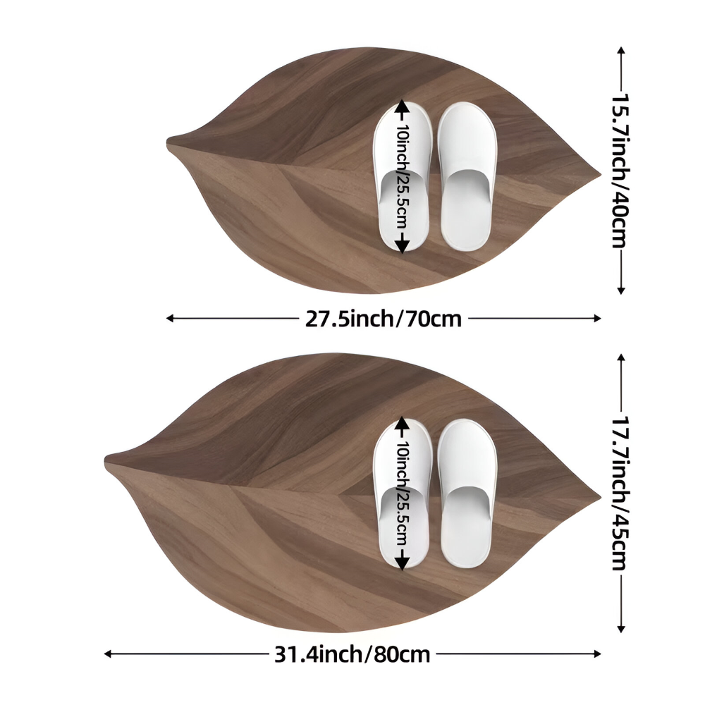 Leaf-Shaped Bath Mat with Anti-Slip Bottom and Quick-Absorbing Surface