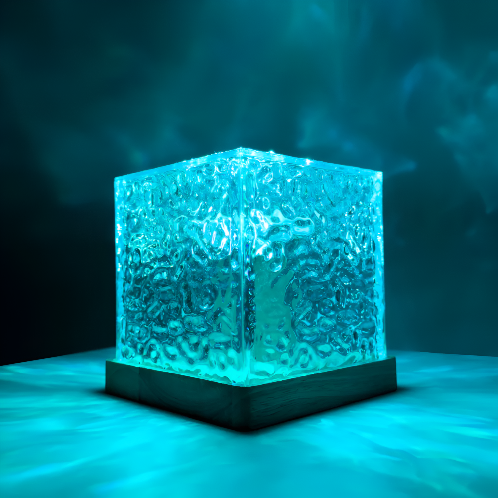 LED Cube Projection Table Lamp with Remote Control and 16 Color Modes