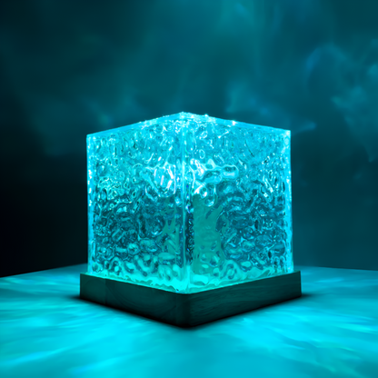 LED Cube Projection Table Lamp with Remote Control and 16 Color Modes
