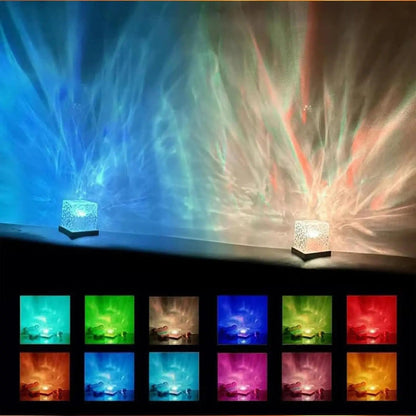 LED Cube Projection Table Lamp with Remote Control and 16 Color Modes