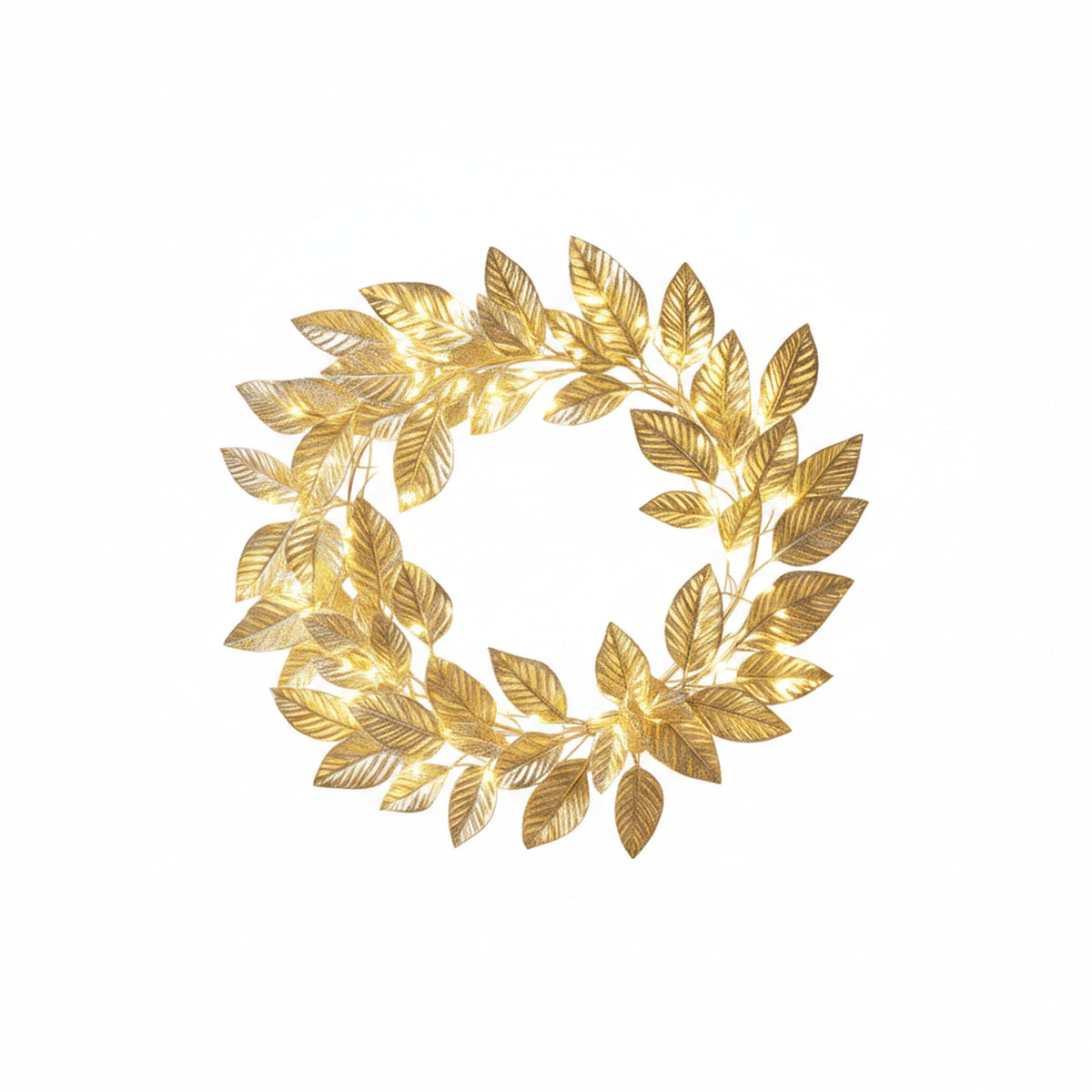 LED Leaf Wreath Wall Decoration with Warm Fairy Lights