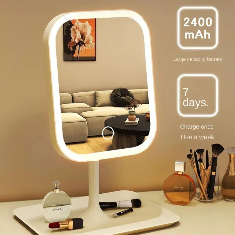 LED Makeup Mirror with Touch Control, Three Light Temperatures and Storage Tray