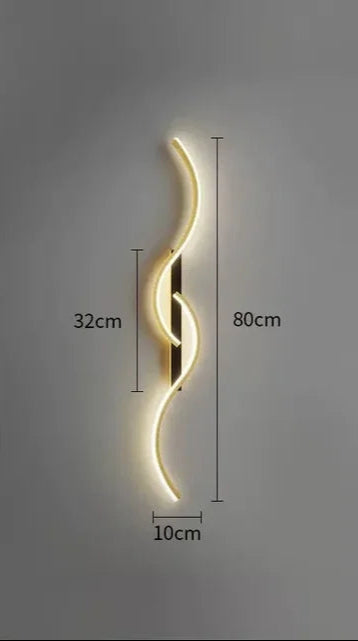 LED Wall Lamp Modern Minimalist with Curved Wave Design