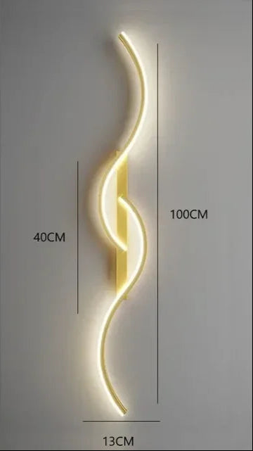 LED Wall Lamp Modern Minimalist with Curved Wave Design