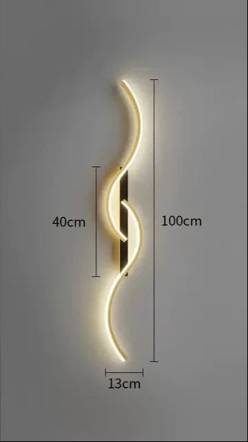 LED Wall Lamp Modern Minimalist with Curved Wave Design