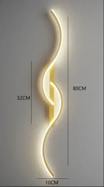 LED Wall Lamp Modern Minimalist with Curved Wave Design