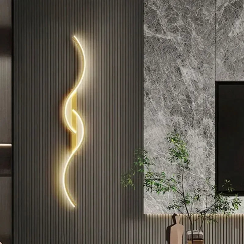LED Wall Lamp Modern Minimalist with Curved Wave Design