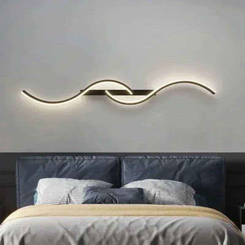 LED Wall Lamp Modern Minimalist with Curved Wave Design