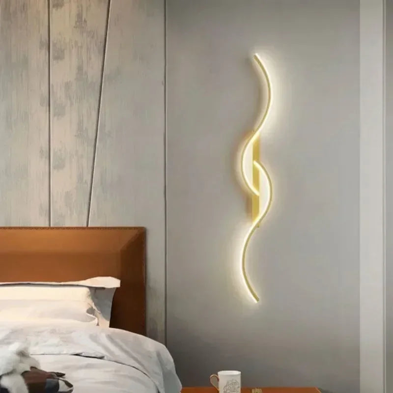 LED Wall Lamp Modern Minimalist with Curved Wave Design