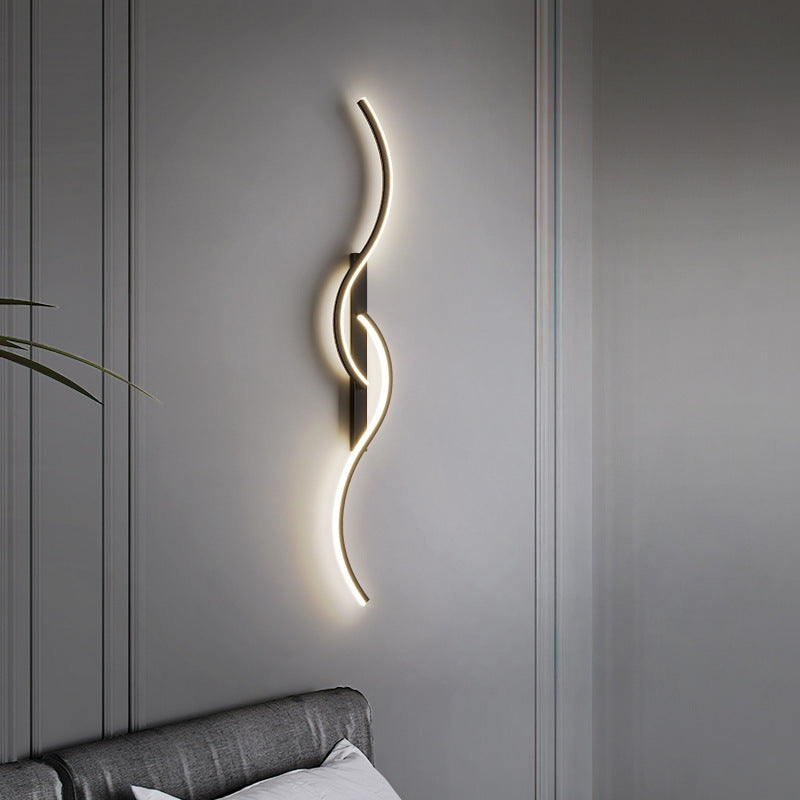 LED Wall Lamp Modern Minimalist with Curved Wave Design
