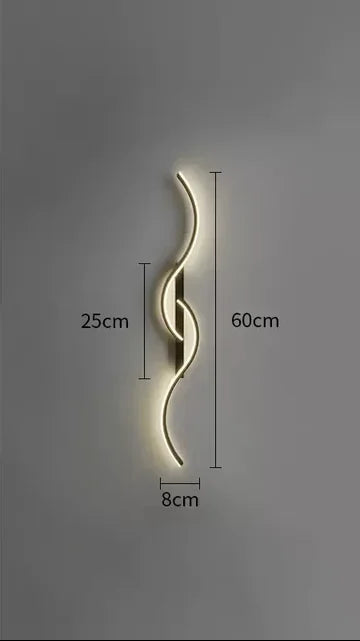 LED Wall Lamp Modern Minimalist with Curved Wave Design