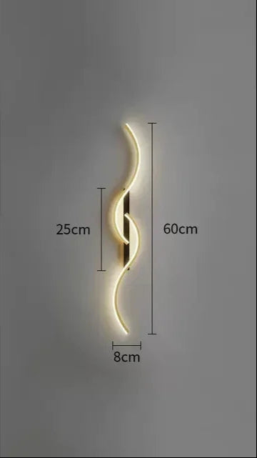 LED Wall Lamp Modern Minimalist with Curved Wave Design