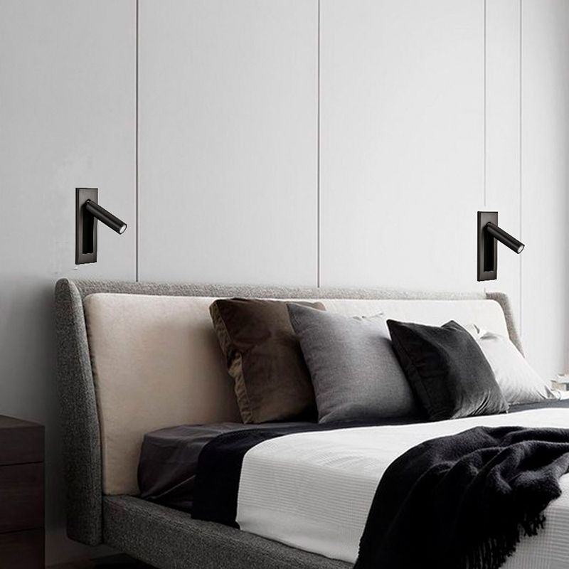 LED Wall Reading Lamp Modern Minimalist with Adjustable Spotlight and Hardwired Install