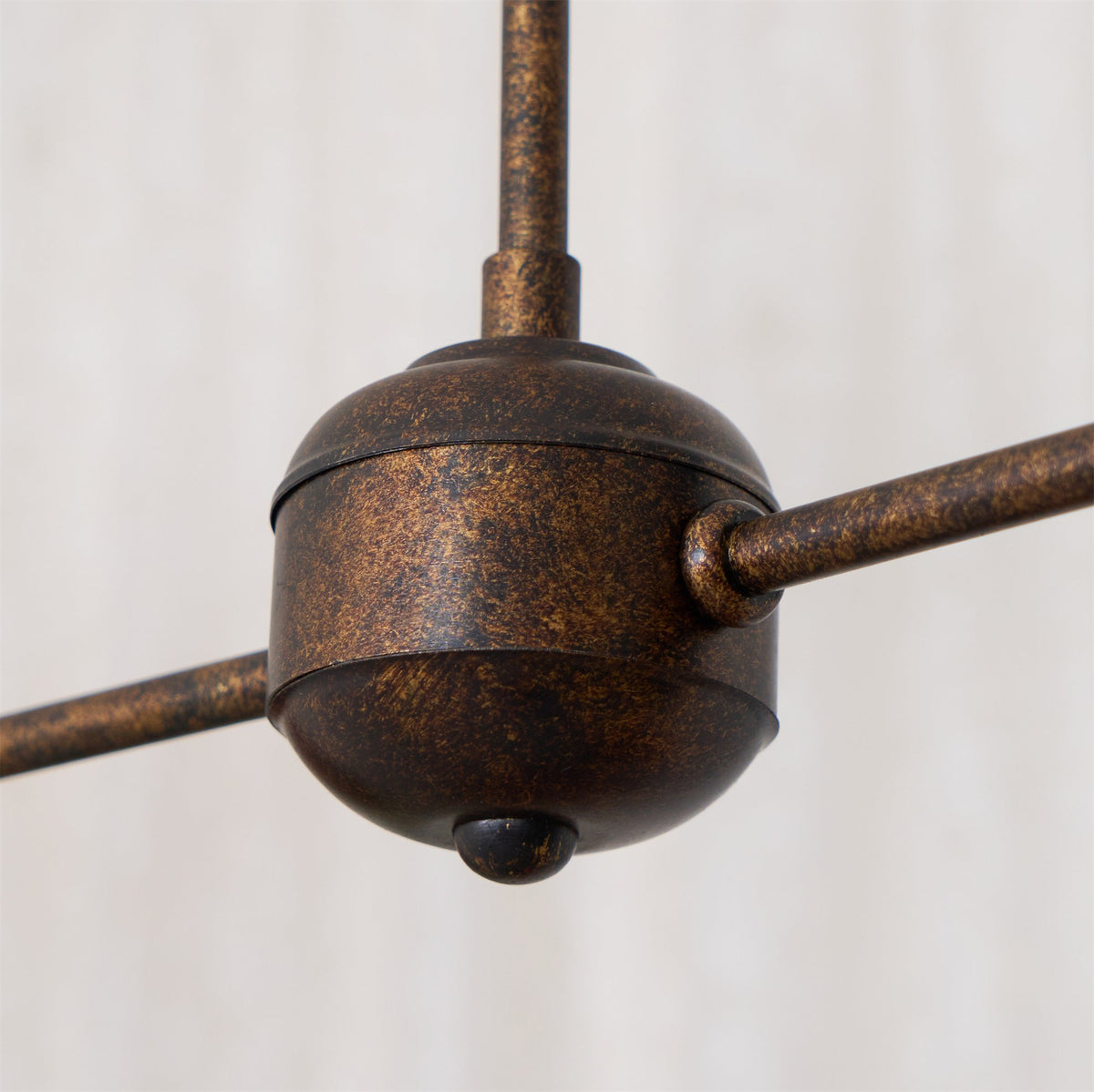 Linear Chandelier with 2 Fabric Shades and Antique Brass Arm