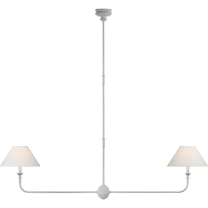 Linear Chandelier with 2 Fabric Shades and Antique Brass Arm