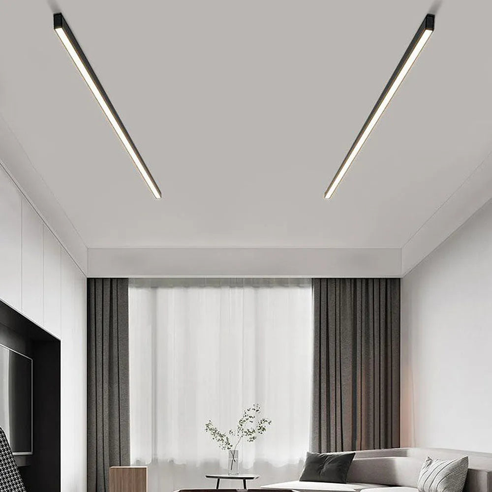 Linear LED Ceiling Light Minimalist Flush Mount with Tri-Colour and Dual Installation