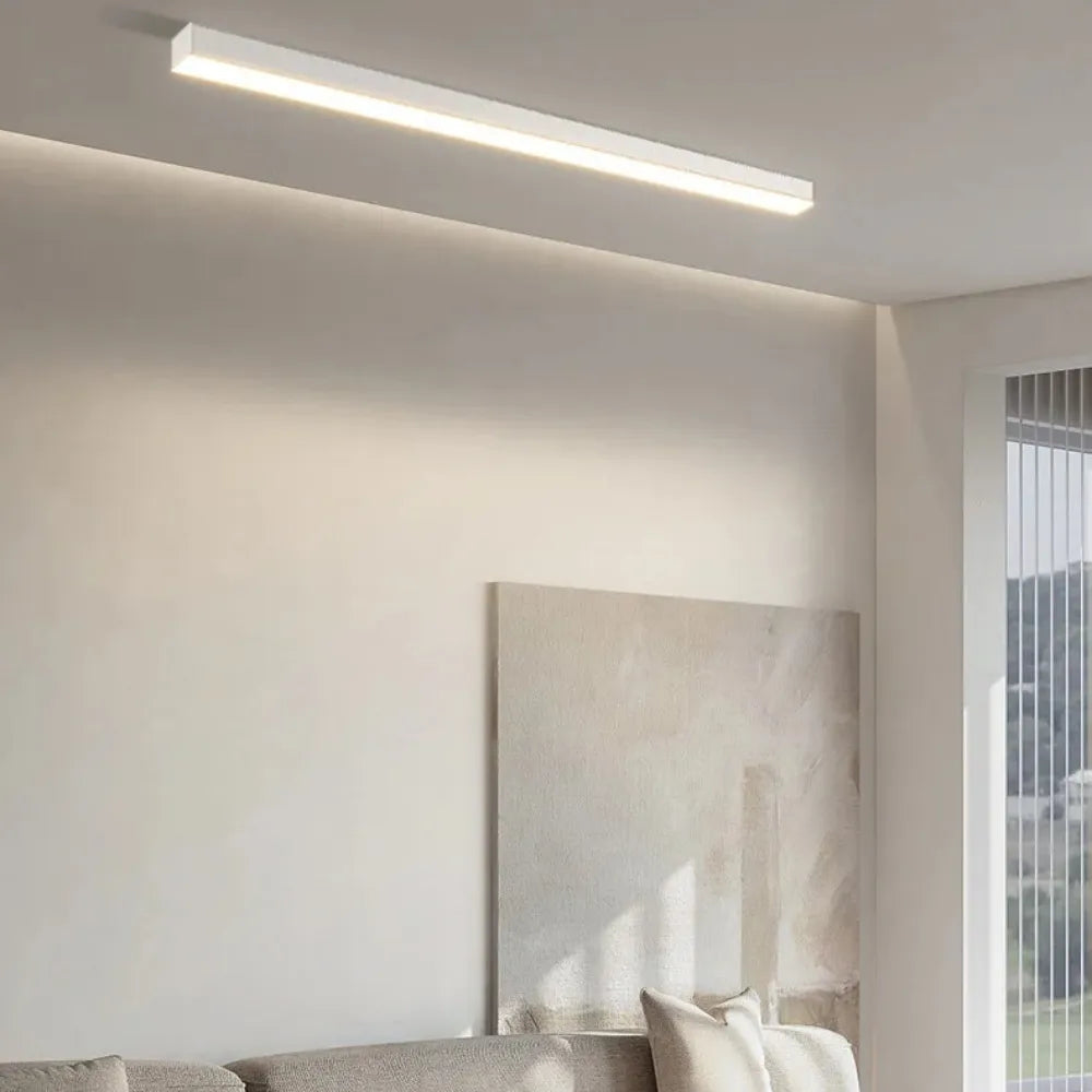 Linear LED Ceiling Light Minimalist Flush Mount with Tri-Colour and Dual Installation