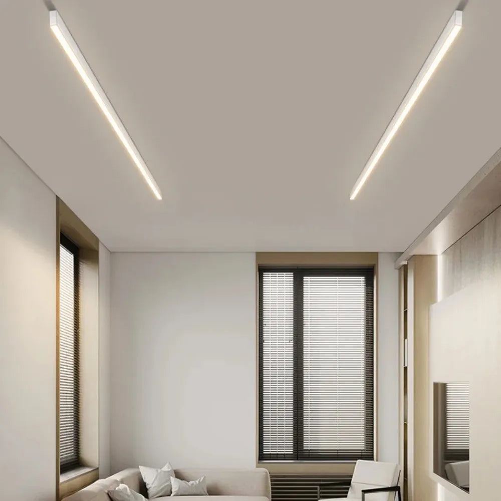 Linear LED Ceiling Light Minimalist Flush Mount with Tri-Colour and Dual Installation