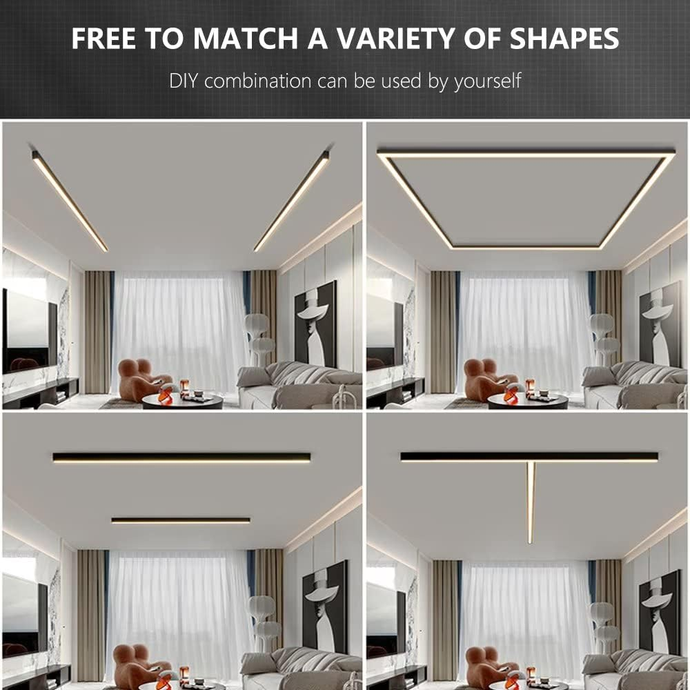Linear LED Ceiling Light Minimalist Flush Mount with Tri-Colour and Dual Installation