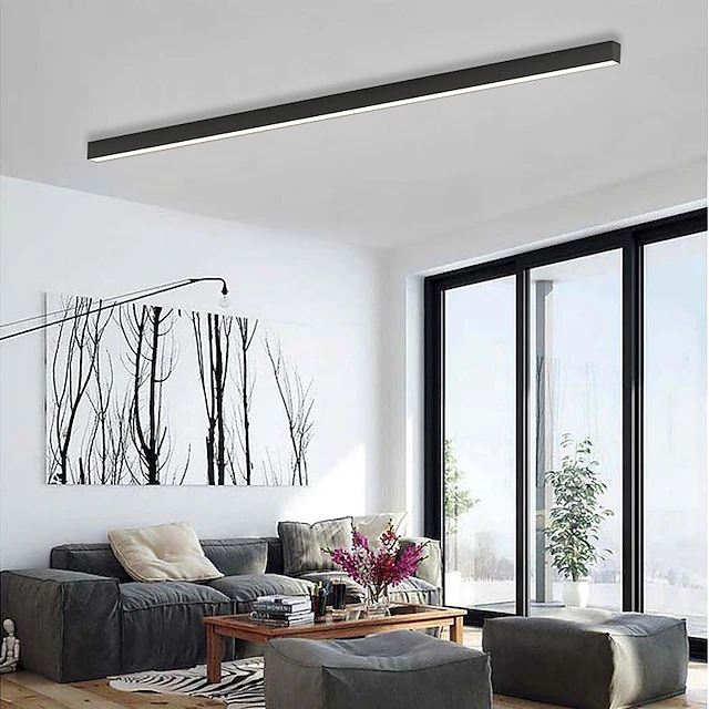 Linear LED Ceiling Light Minimalist Flush Mount with Tri-Colour and Dual Installation